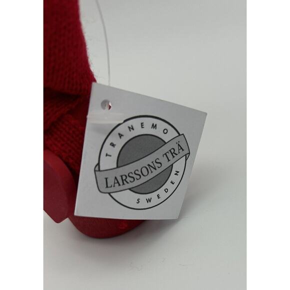 Larssons Tra Tranemo Santa Wood Red Scarf Heart Sweden Christmas Collectible NWT - Picture 3 of 4
